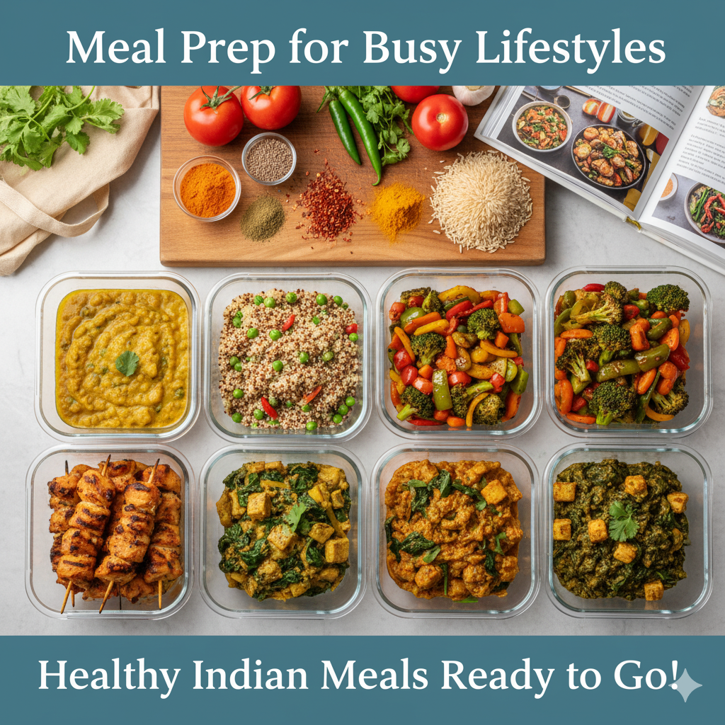 Prepared Indian meals in containers with ingredients on a table, labeled 'Meal Prep for Busy Lifestyles'.high-protein Indian meals

Indian nutrition guide

7-day Indian diet plan

Indian meal plan for fat loss

Indian meal plan for muscle building

protein-rich Indian recipes

vegetarian Indian muscle-building diet

weight loss Indian diet

healthy Indian meal prep

high-protein vegetarian recipes India

affordable Indian fitness meal plan